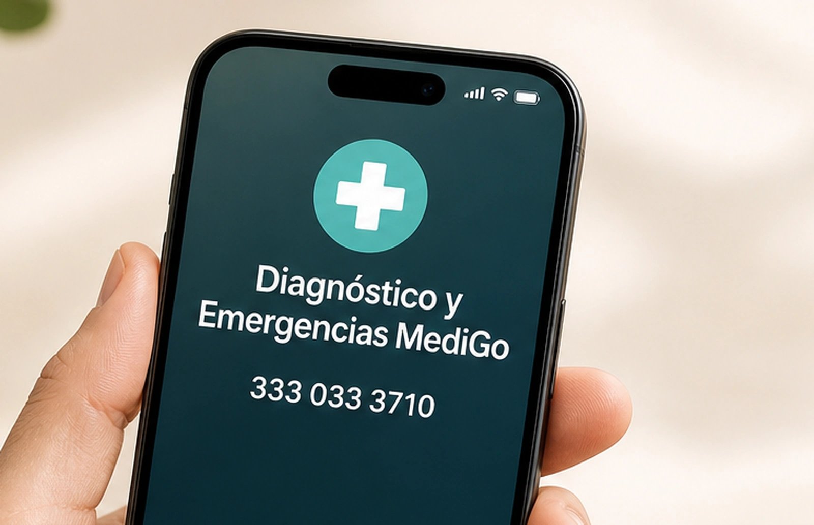 Celular llamando al PBX de Diagnóstico y Emergencias MediGo